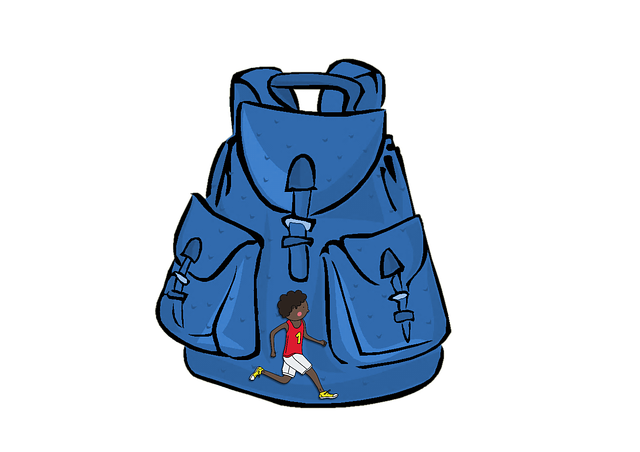 The blue schoolbag